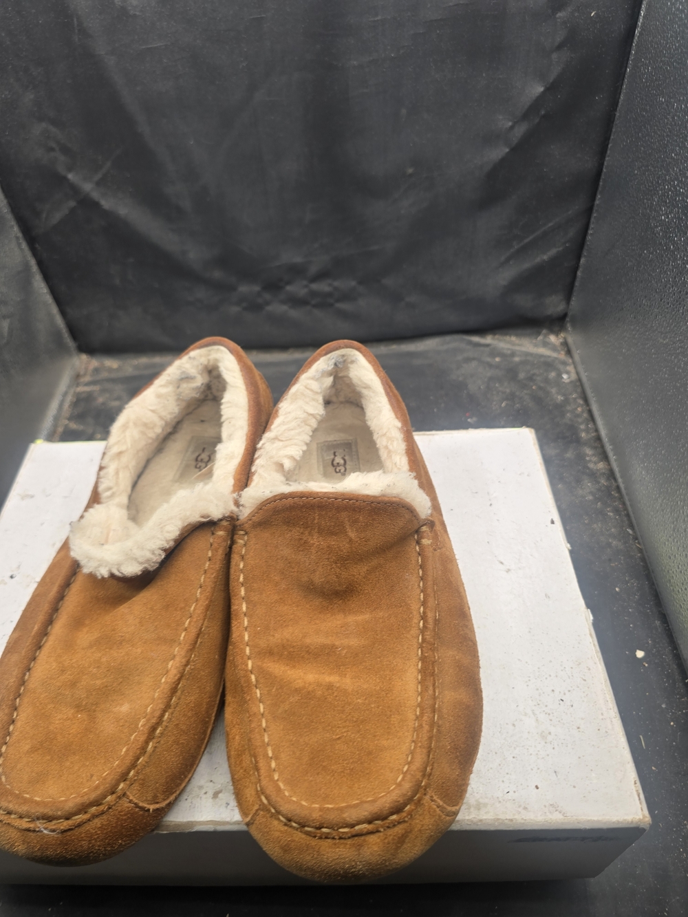 UGG Men's Chestnut Suede Moccasin Slippers with Shearling Lining